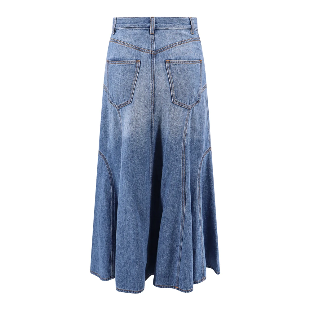 Chloé Blauwe Rok met Rits en Borduursel Blue Dames