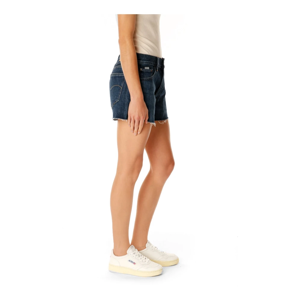G-Star Denim Shorts Regular Fit Moustache Effect Blue Dames