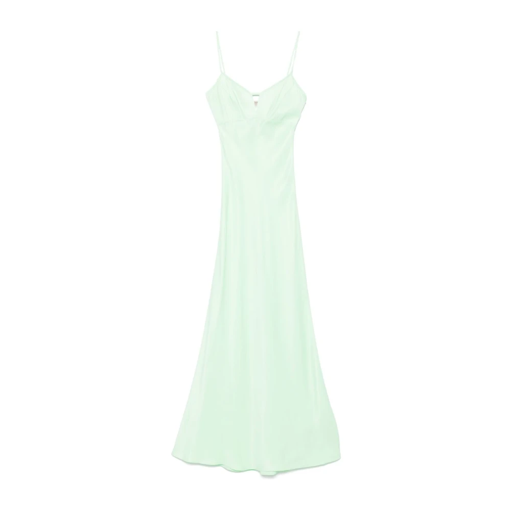 Twinset Limoen Groene Satijnen Jurk Green Dames