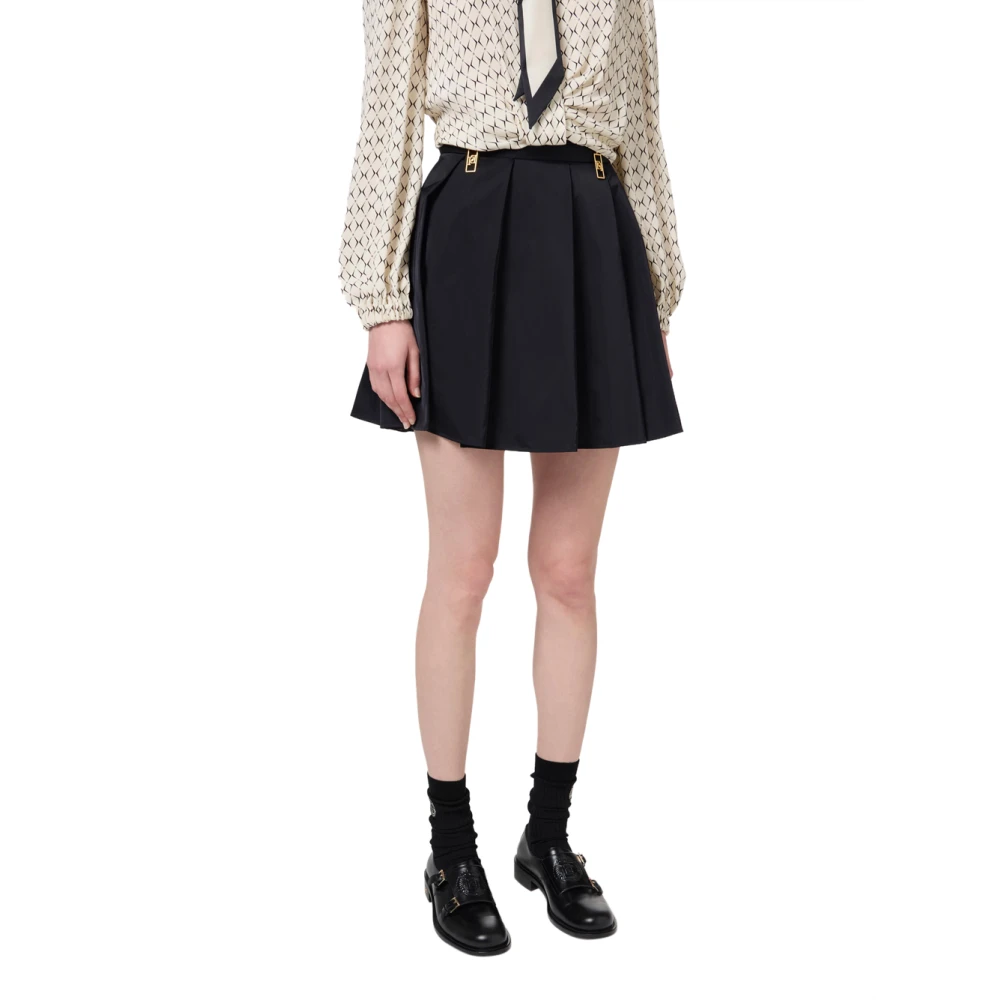 Elisabetta Franchi Zwarte Geplooide Minirok Black Dames