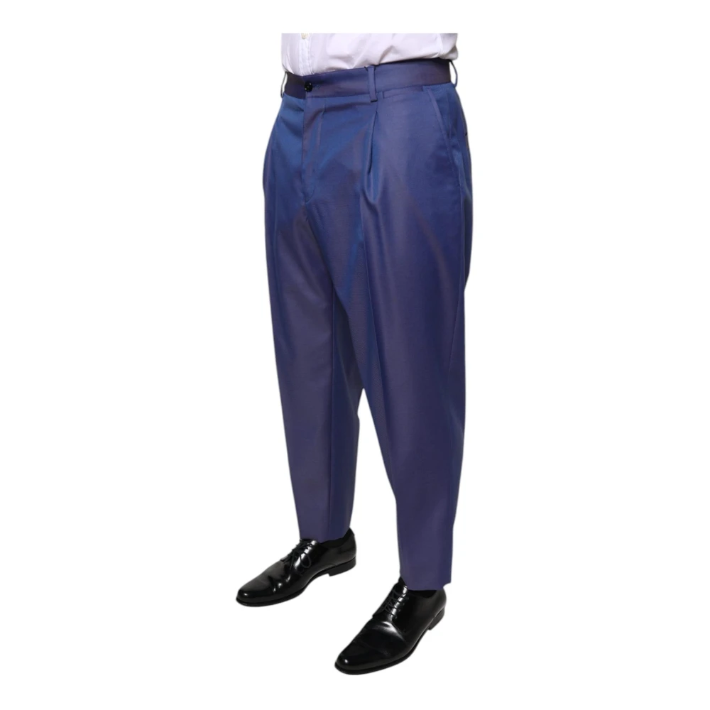 Dolce & Gabbana Blauwe Wolblend Pantalon Blue Heren