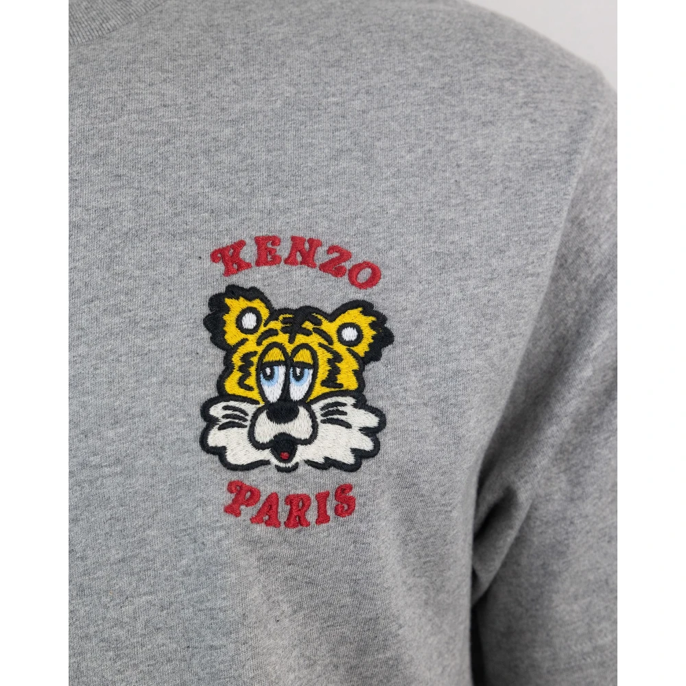 Kenzo Grijze Jersey Polo Shirt Geborduurd Gray Heren