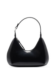 BABY AMBER Czarny SEMI PATENT LEATHER SHOULDER BAG