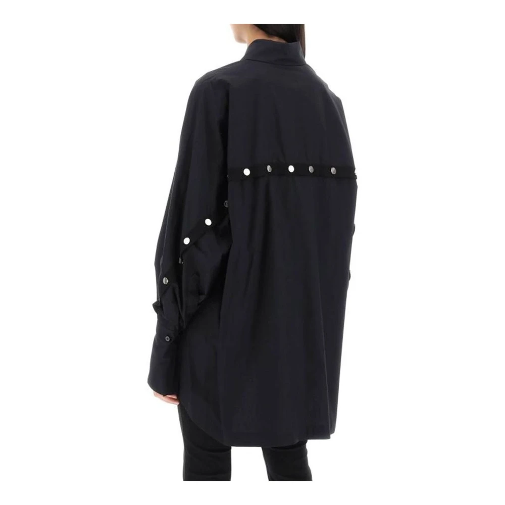 The Attico Zwarte Asymmetrische Katoenen Overhemd Black Dames