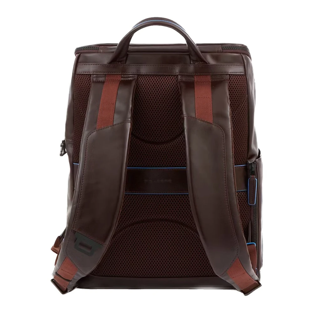 Piquadro Bruine leren laptoprugzak met ritssluiting rondom Brown Heren