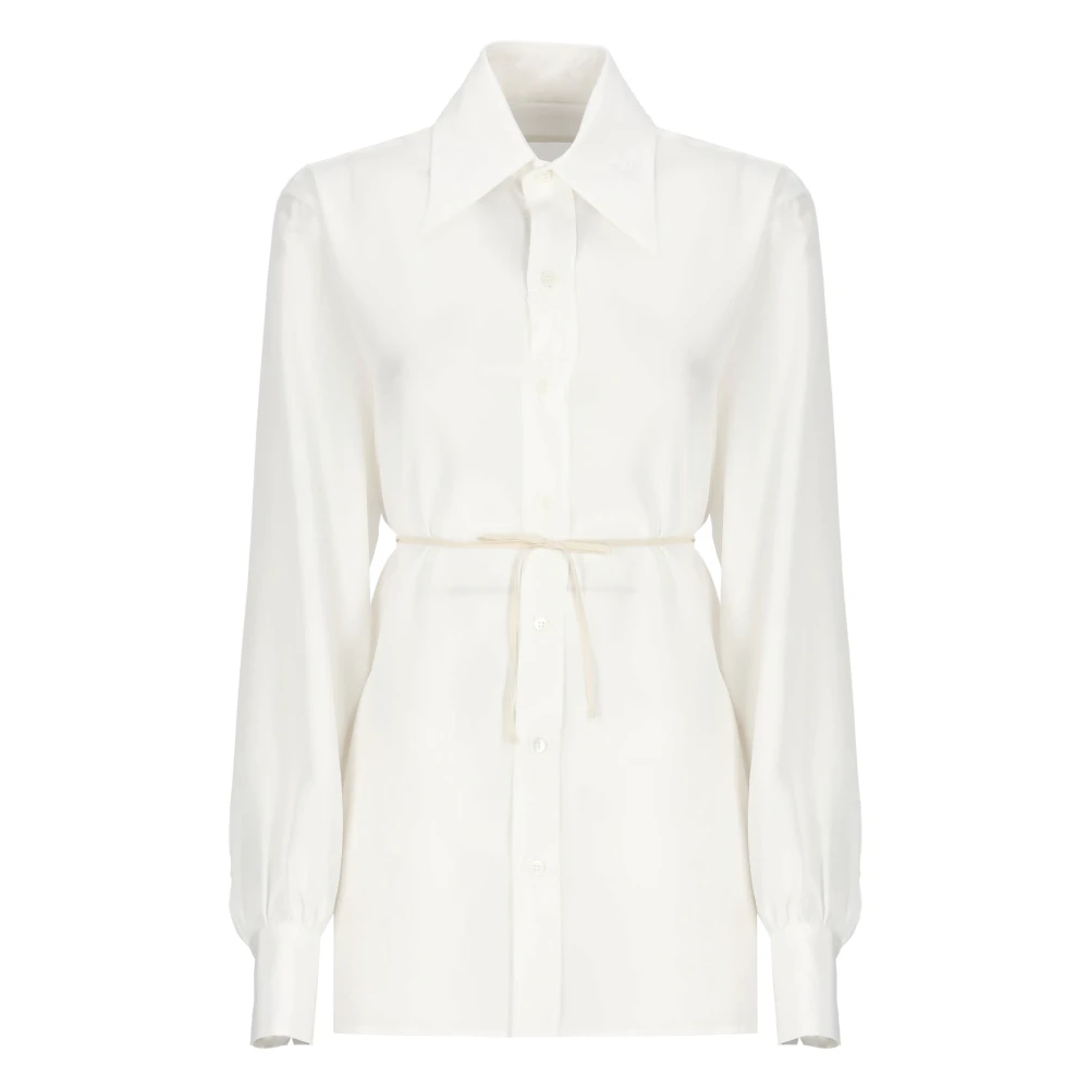 MM6 Maison Margiela Witte zijden overhemd met kraag White Dames