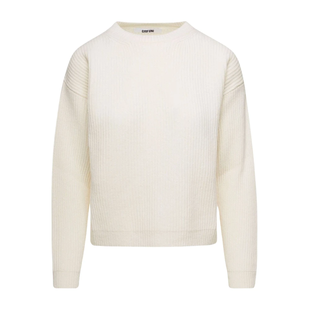 Mauro Grifoni Merino Wol Engelse Box Trui Beige Dames