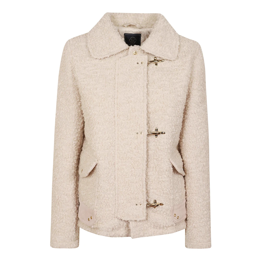 Fay Bouclé Jas met Gewatteerde Voering Beige Dames