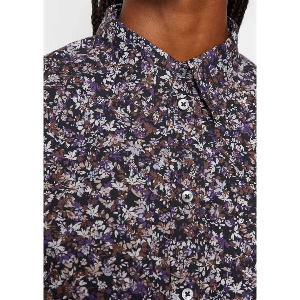 Marc O'Polo Uitlopende blouse met allover-print Blue Black Purple Dames