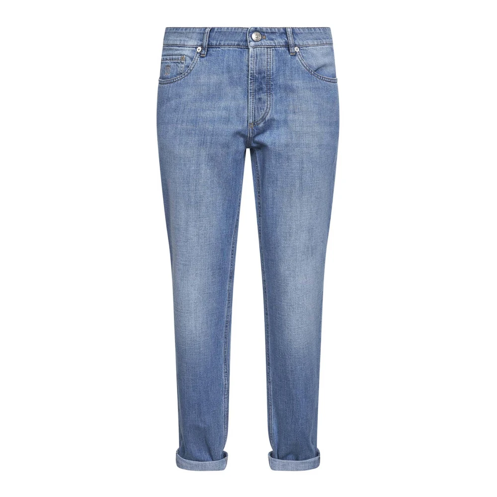 Brunello Cucinelli Blue Traditional Fit Jeans - Male - Cropped Jeans - 2XL - Jeans
