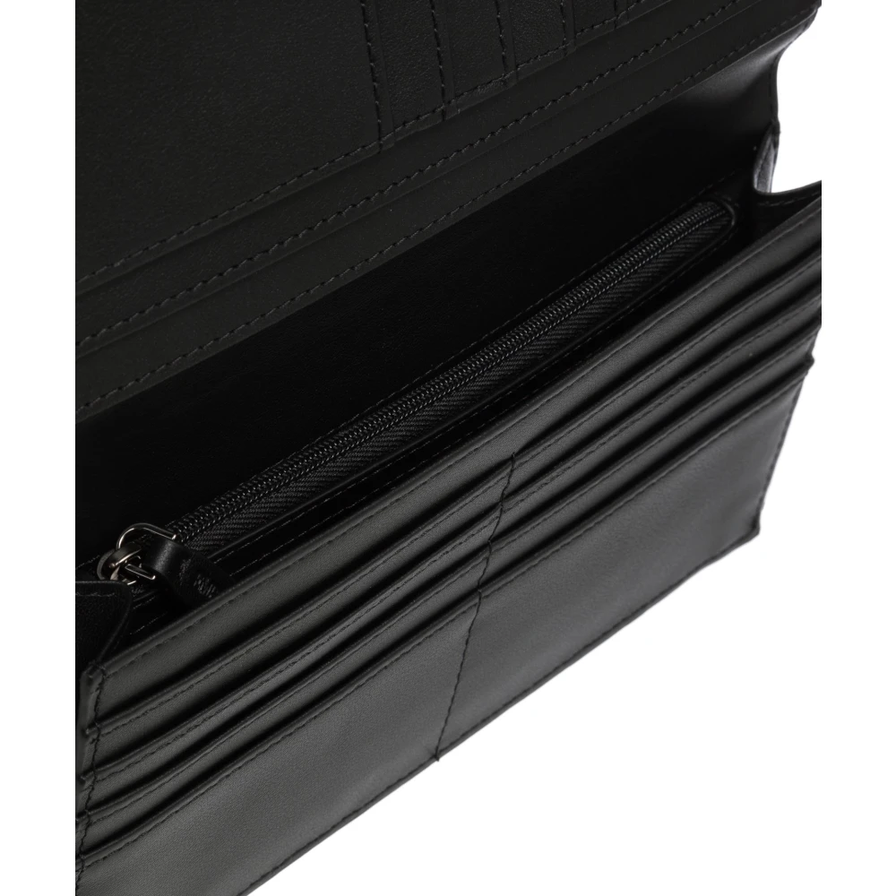 Emporio Armani Abstracte Effen Portemonnee met Diverse Functies Black Heren