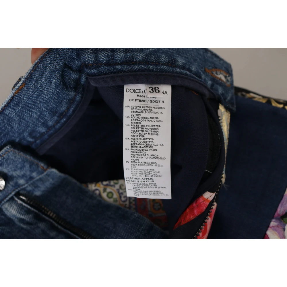 Dolce & Gabbana Patchwork Jacquard Denim Relaxed Jeans Multicolor Dames