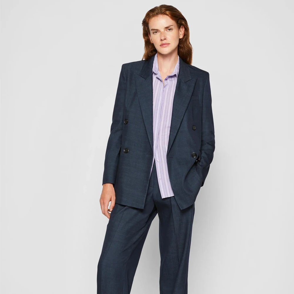 Hugo Boss Op Maat Gemaakte Denim Blazer Blue Dames