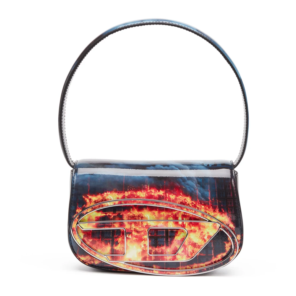 Diesel 1DR Iconic shoulder bag with fire print Multicolor Dames