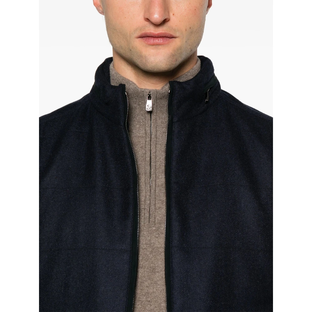 Corneliani Wol Kasjmier Vest Knoopsluiting Zakken Blue Heren