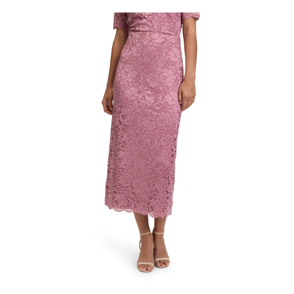 Vera Mont Elegante Kanten Rok met Strikdetail Pink Dames