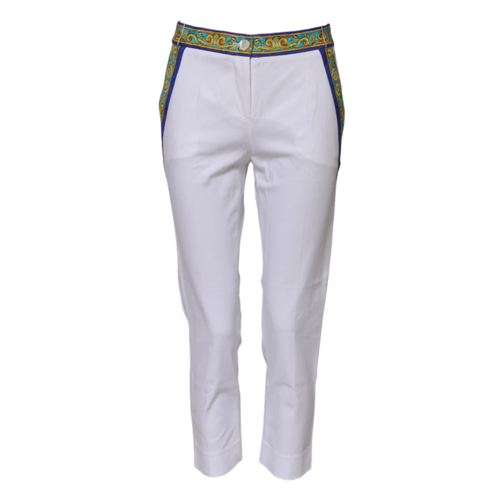 Dolce & Gabbana Donna Bianco Pantaloni Tapered In Cotone