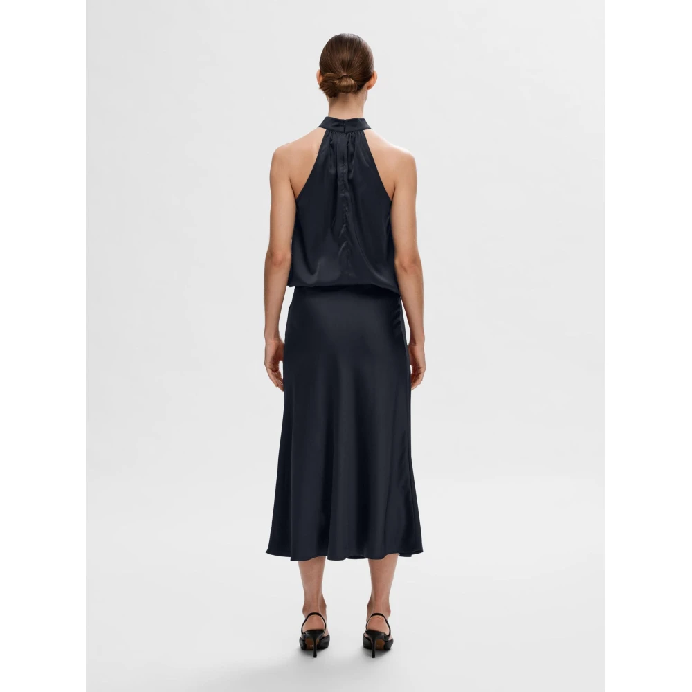 Selected Femme Lena HW Midi Rok Blue Dames