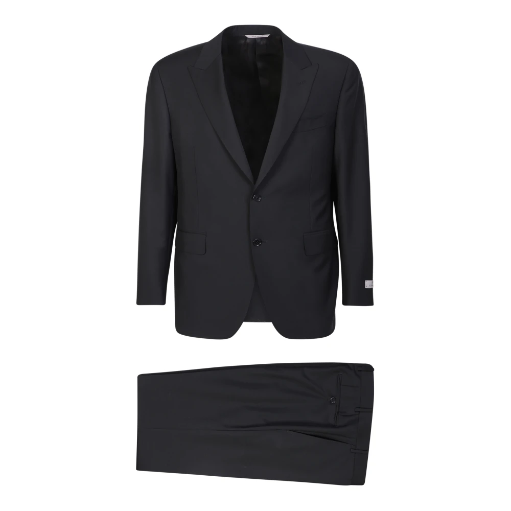 Canali Svart Enkelknäppt Kostym Set Black, Herr