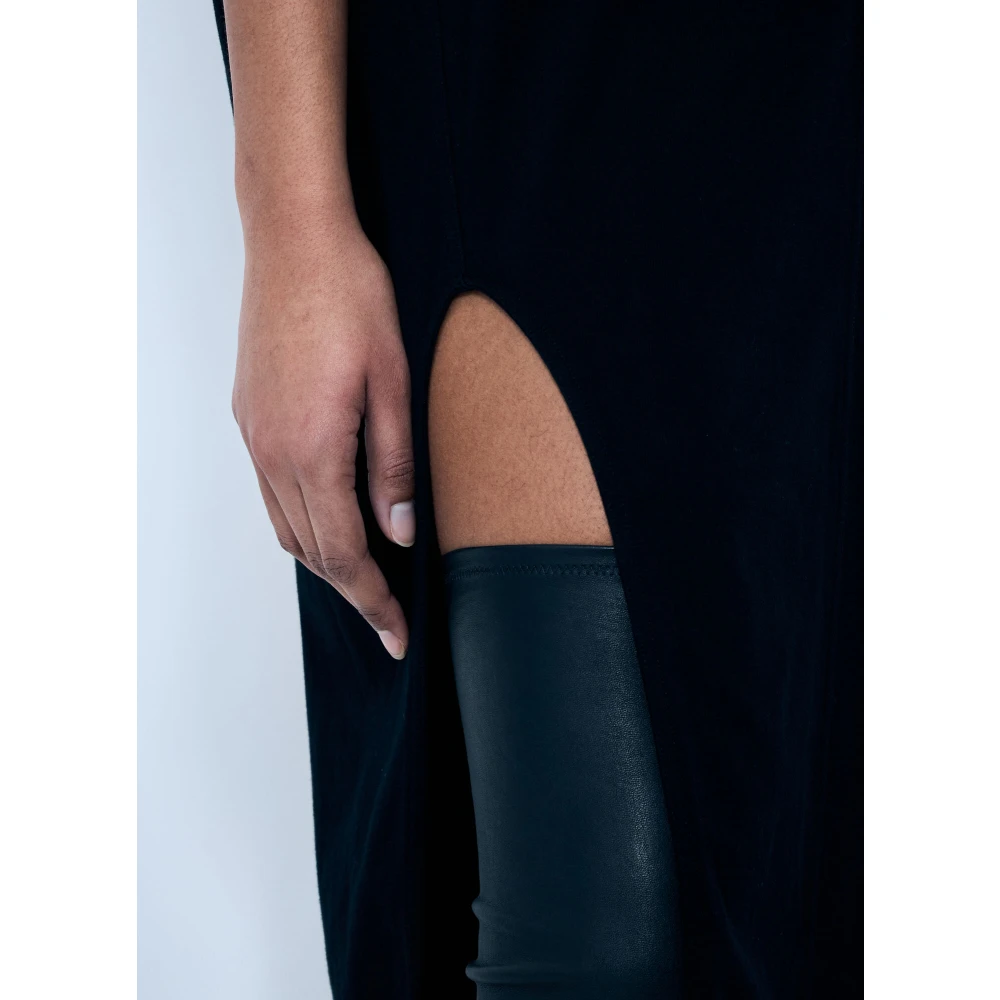 Rick Owens Panel Maxi Jurk met Splitnaden Black Dames