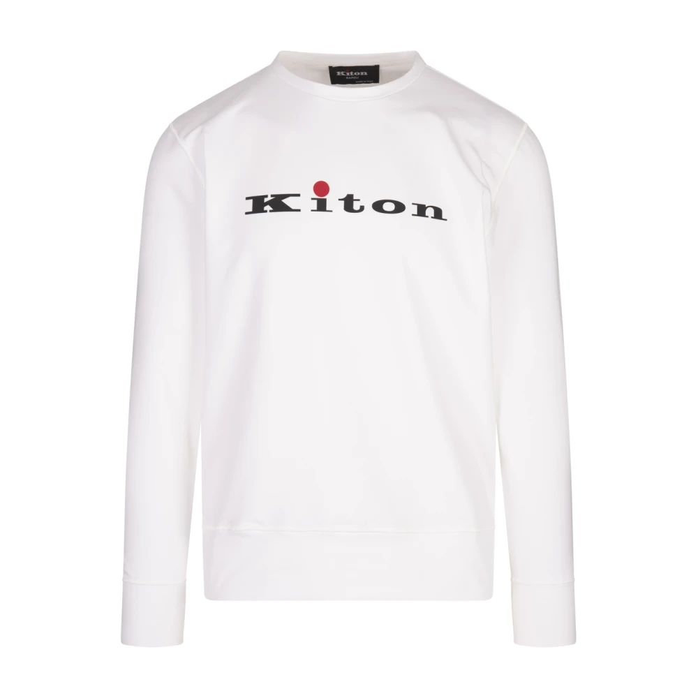 Kiton Witte Crew Neck Sweatshirt Logo White Heren