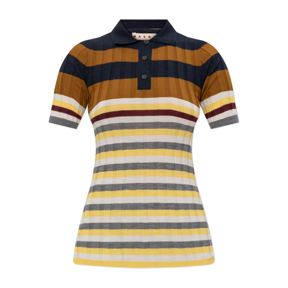 Marni Women's Multicolor V-Neck Knitwear, M, Wool Polo