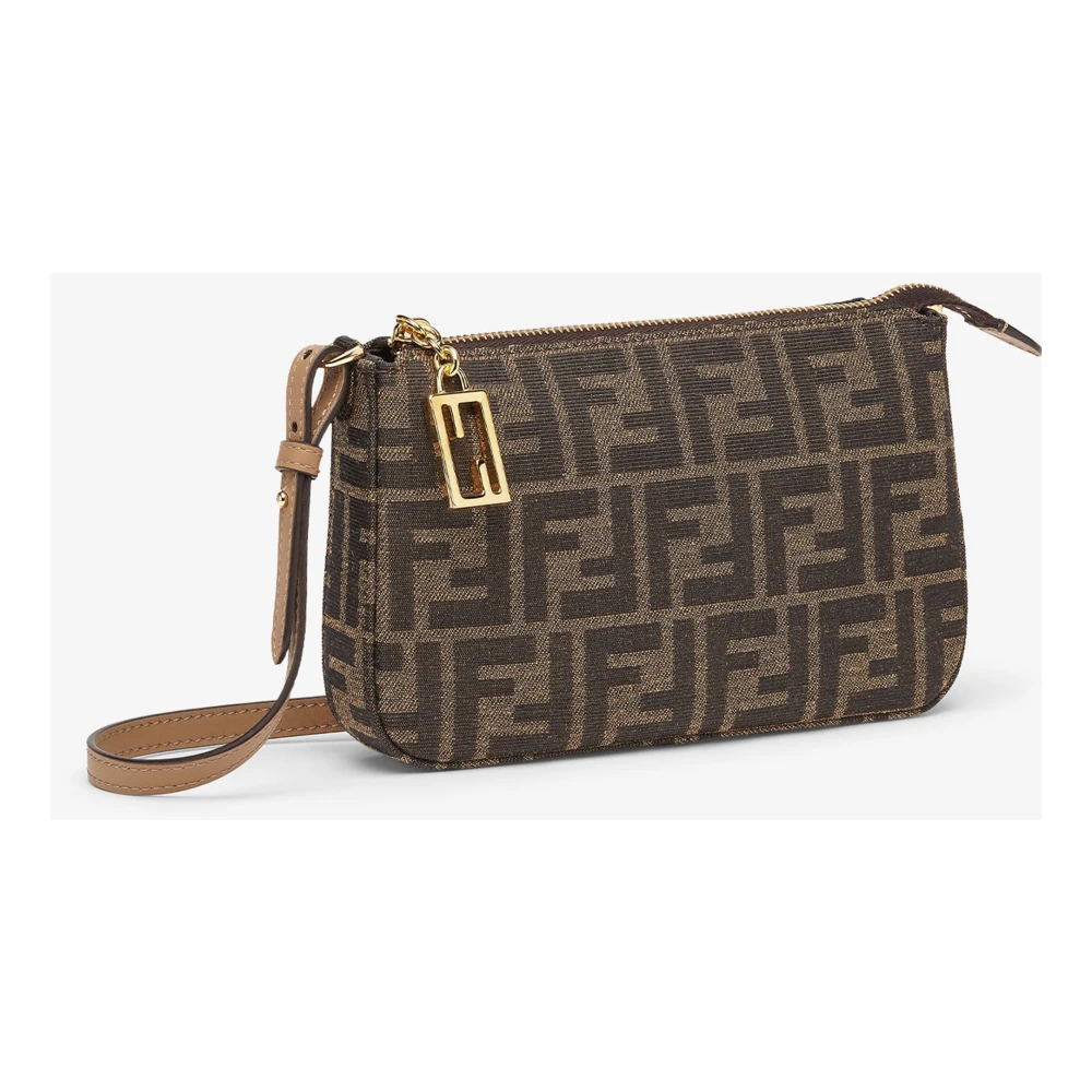Fendi Bruine Jacquard Schoudertas Brown Dames