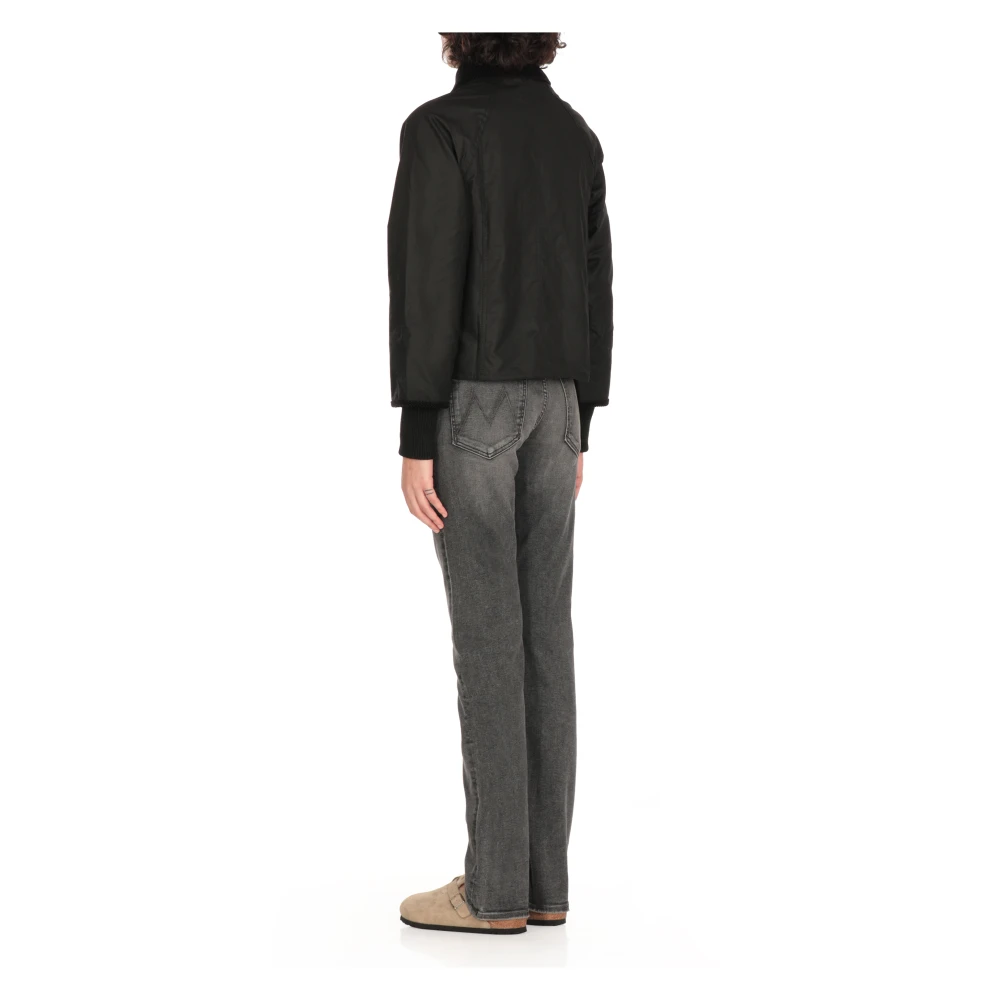 Barbour Zwarte Katoenen Jas met Corduroy Kraag Black Dames
