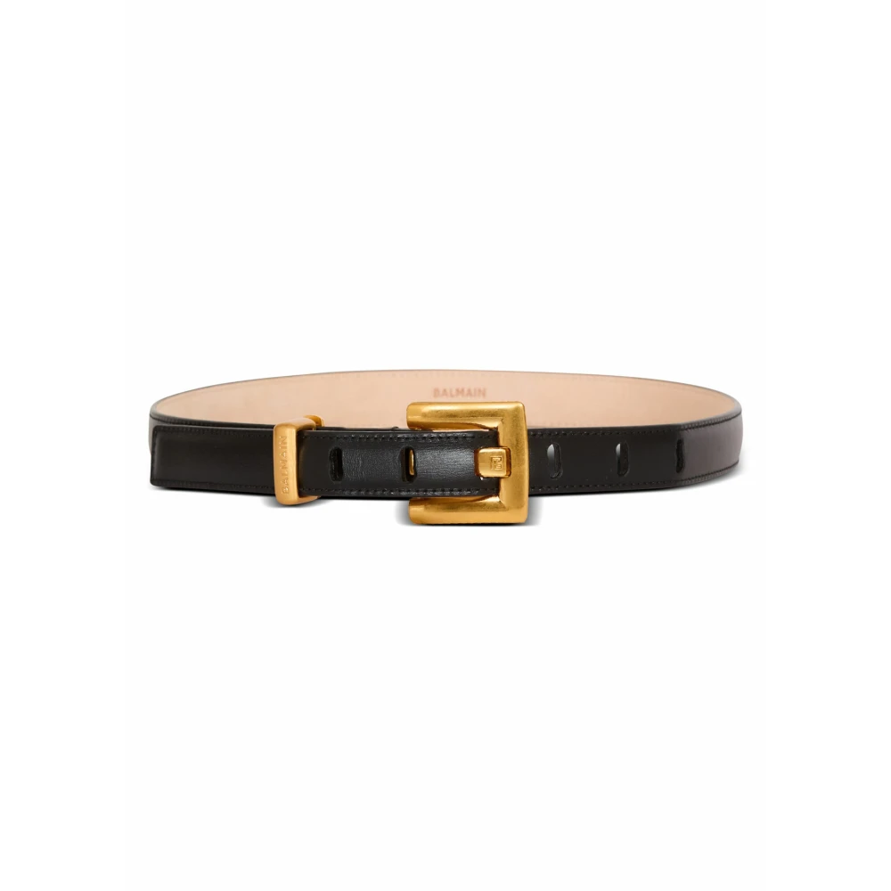 Balmain Black Anthem Narrow Leather Belt - Female - Belts - 80 Cm - Accessories