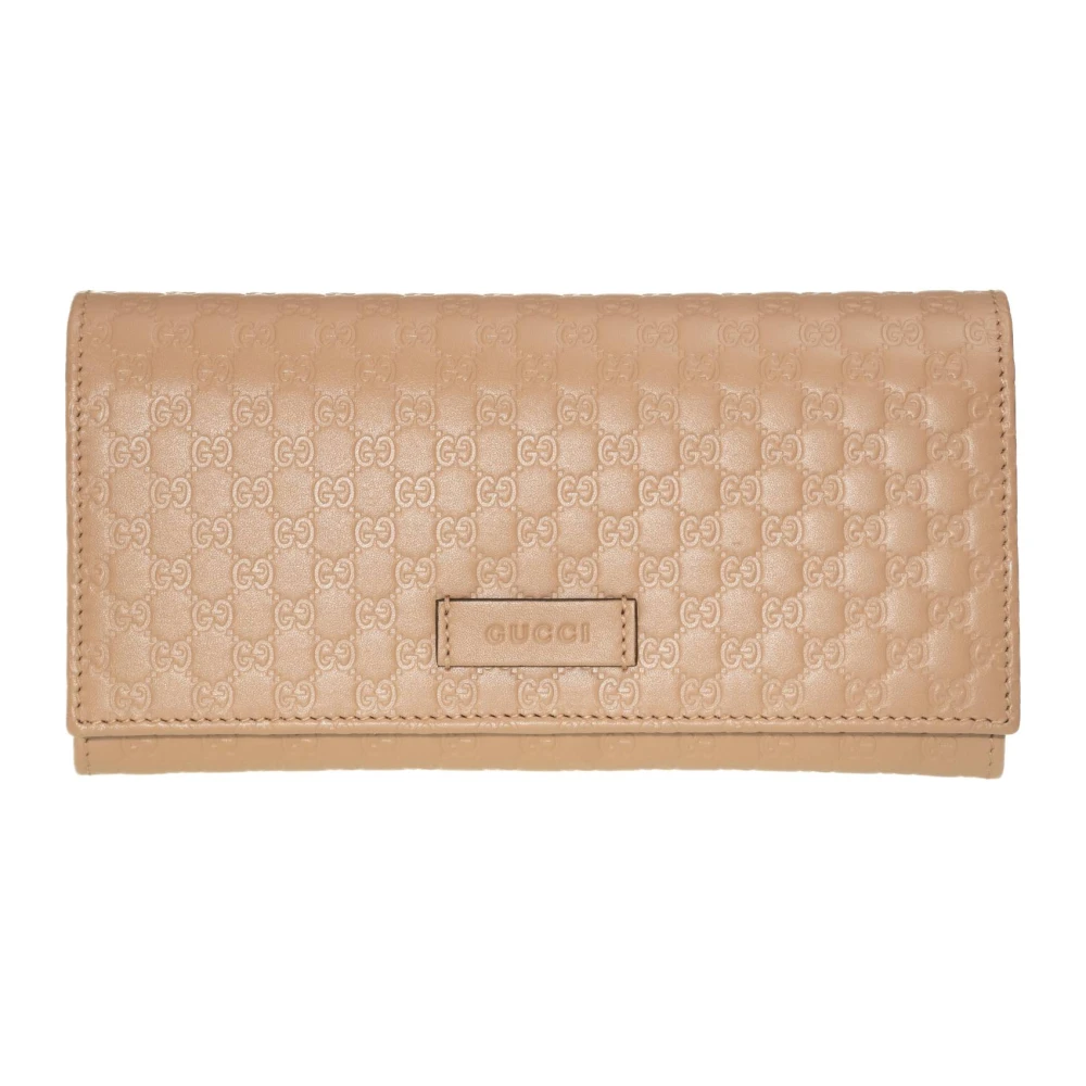 Gucci Klassieke Leren Portemonnee met Logodetails Beige Dames