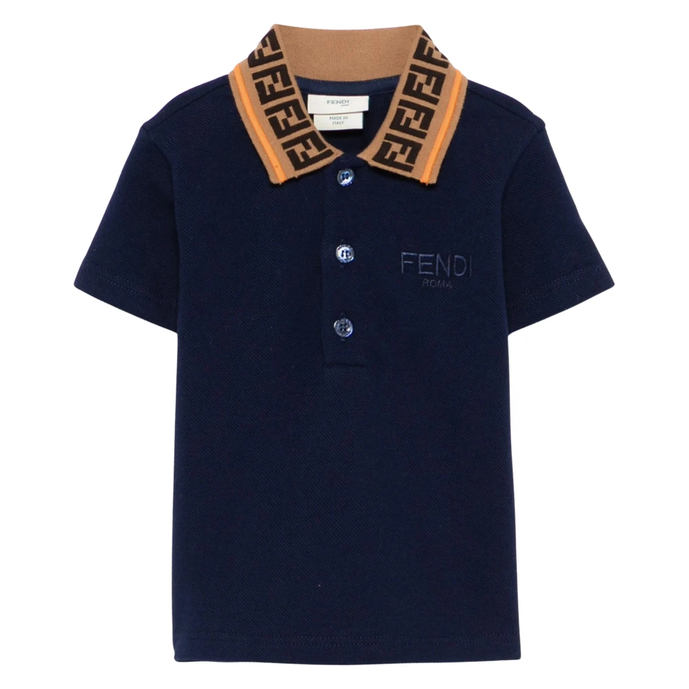 Fendi Men's Blue Baby Boys Logo Polo Shirt Navy