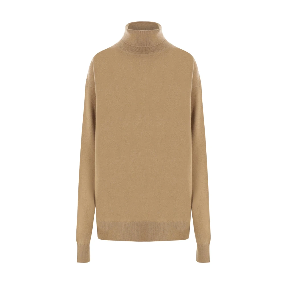 Dries Van Noten Bruine kasjmier trui met hoge hals Brown Dames
