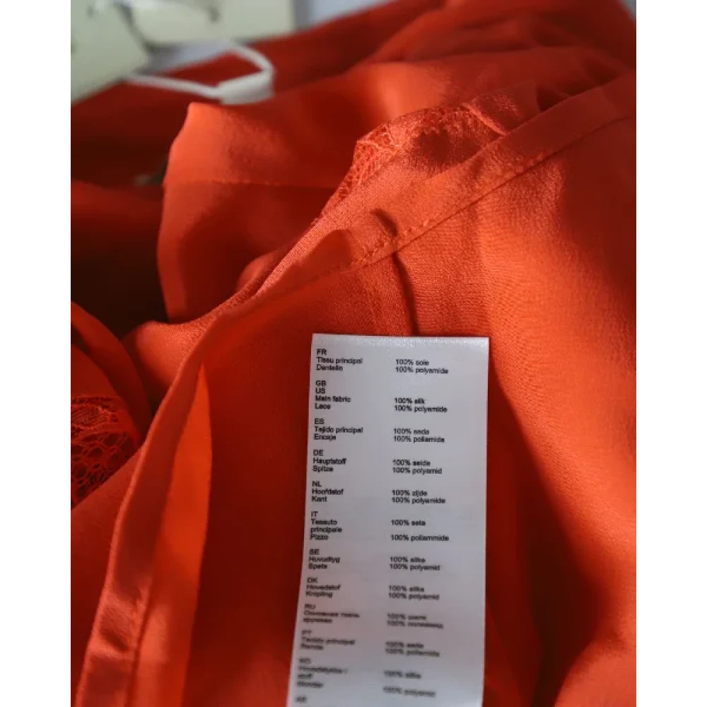 Maje Oranje Zijden Kant-Trim Shirt Orange Dames