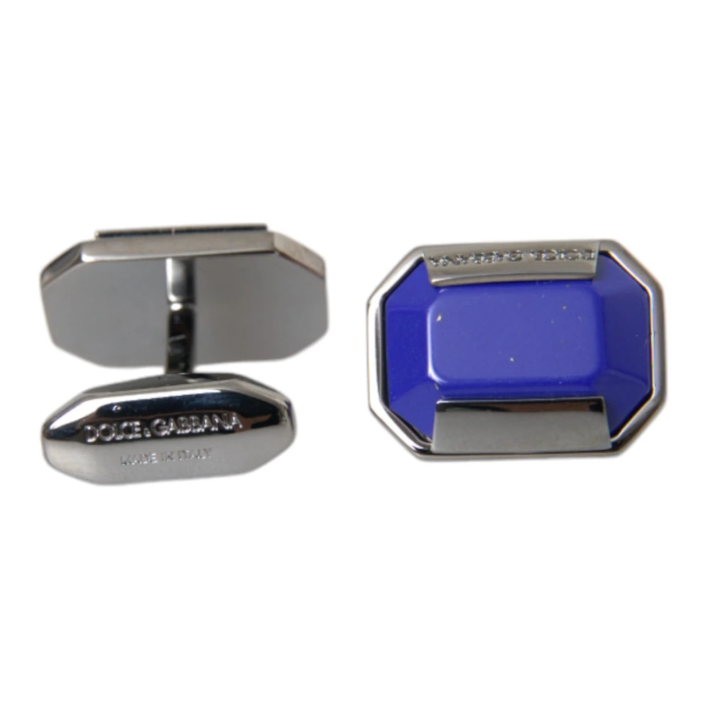 Dolce & Gabbana Kristallen Manchetknopen Zilver Blauw Gray Unisex