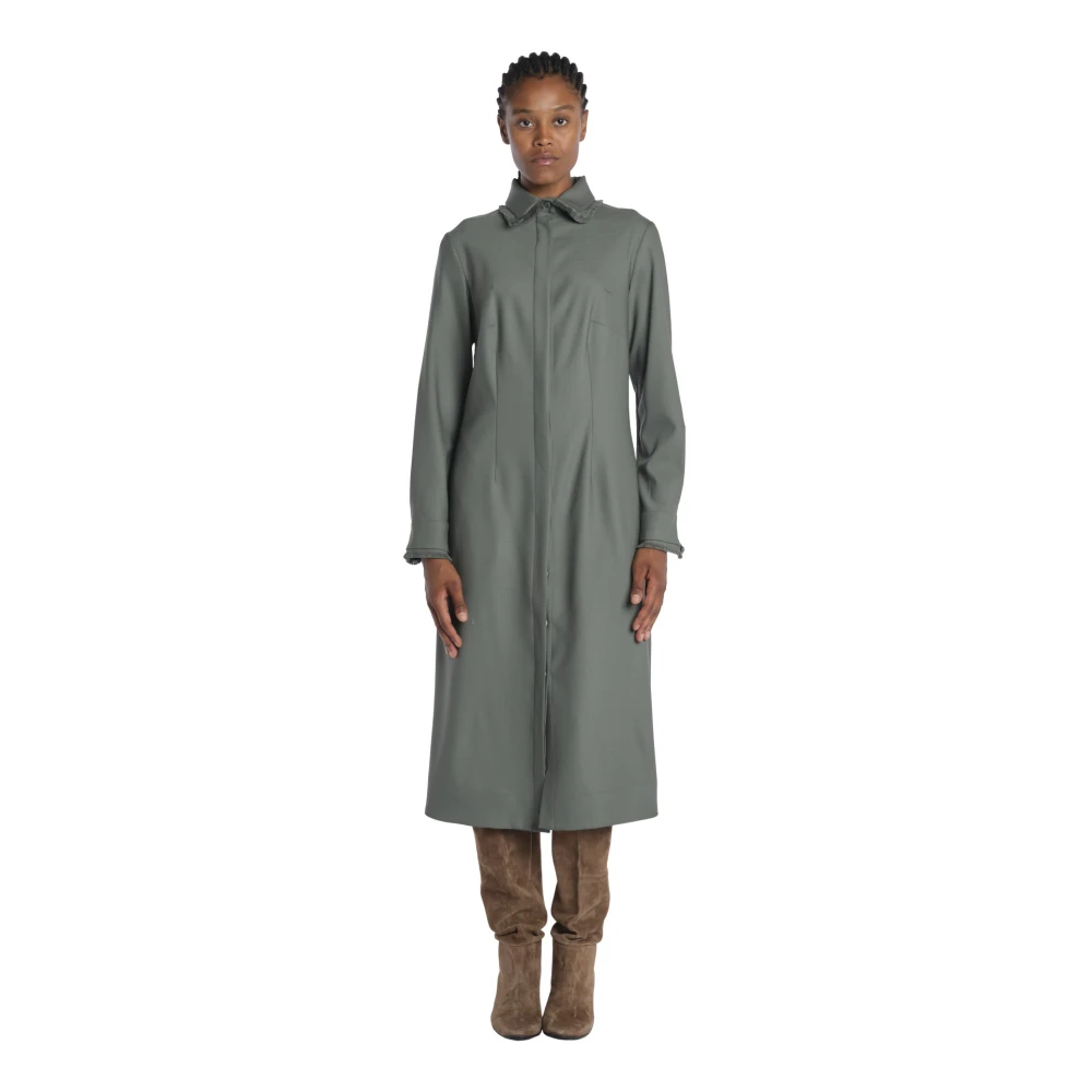 Crida Milano Groene Franje Chemisier Jurk Green Dames