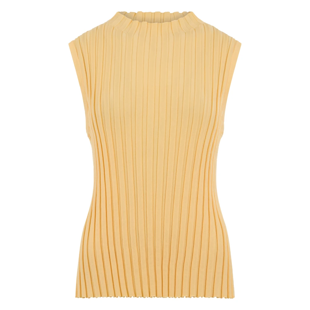 Weekend Max Mara Women's Yellow Round-Neck Knitwear, L, Stretch Viscose Yarn Jumper