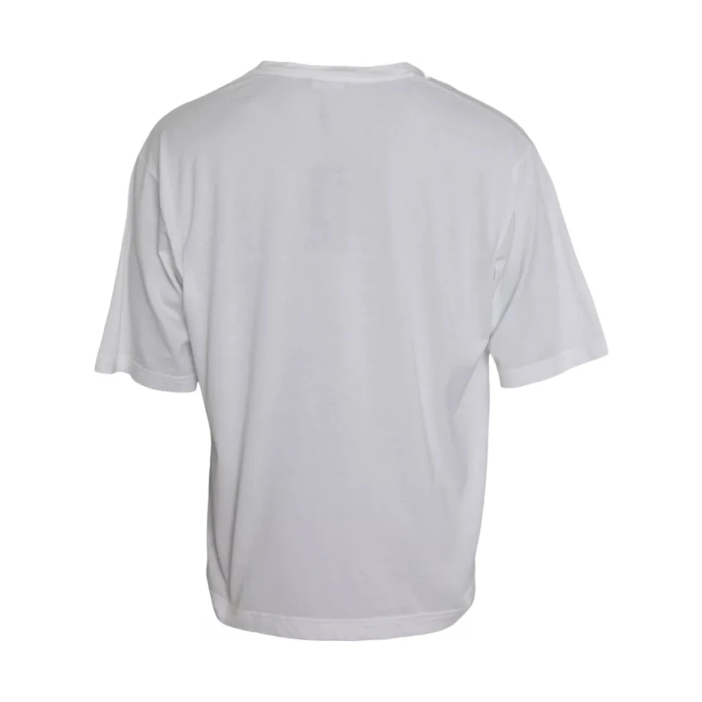 Dolce & Gabbana Wit Katoenen T-shirt met Ronde Hals en Korte Mouwen White Heren