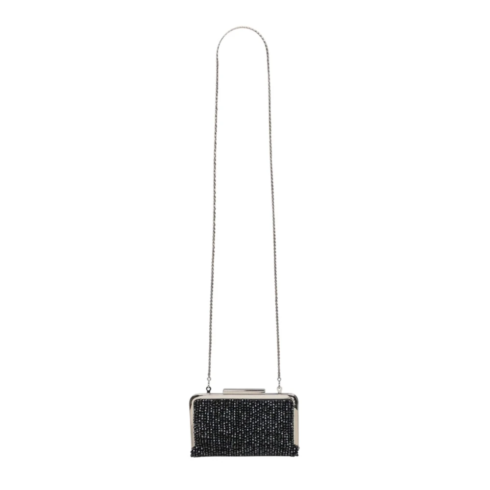 Twentyfour Zwarte Kristal Clutch Elegant Praktisch Black Dames
