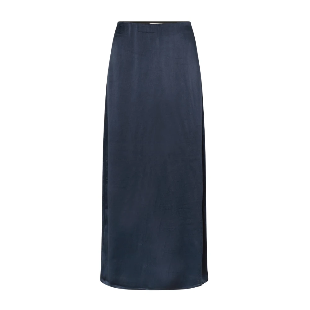 Modström Navy Satijnen Maxi Rok met Split Blue Dames