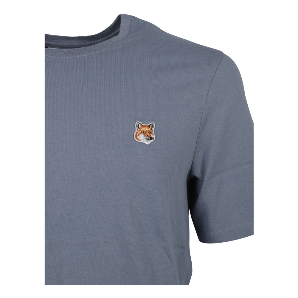 Maison Kitsuné Fox Head Patch Tee Shirt Blue Heren