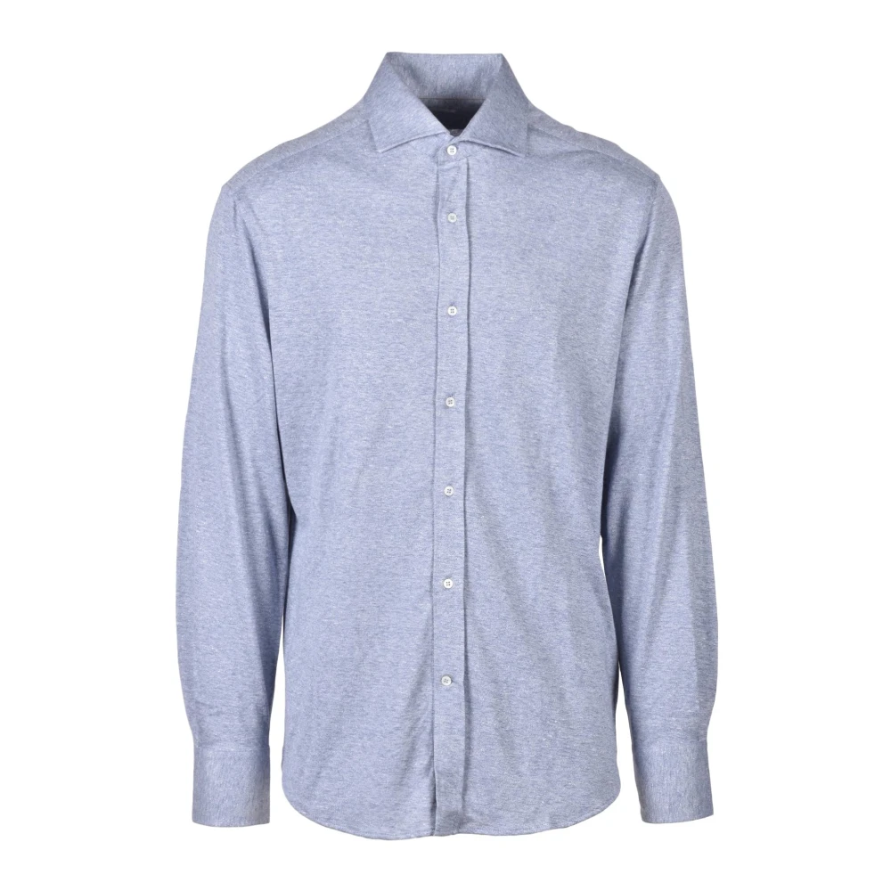 BRUNELLO CUCINELLI Linnen Katoenen Overhemd Blue Heren