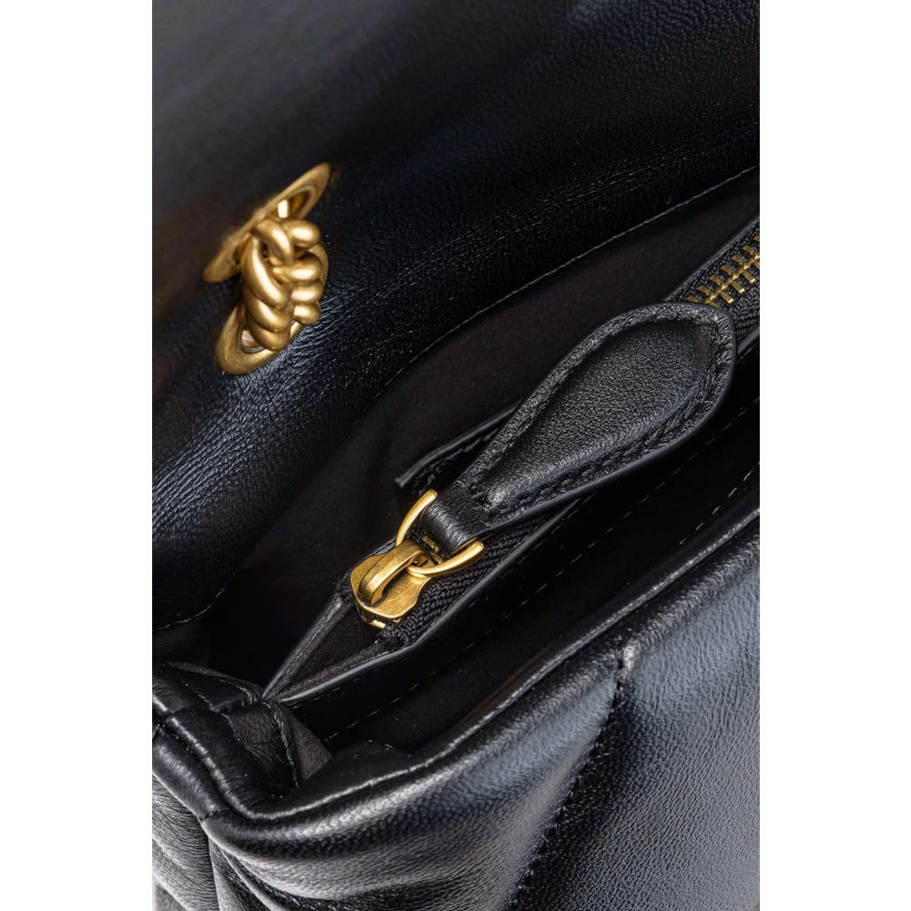 pinko Love Bag Puff Zwart Leer Black Dames