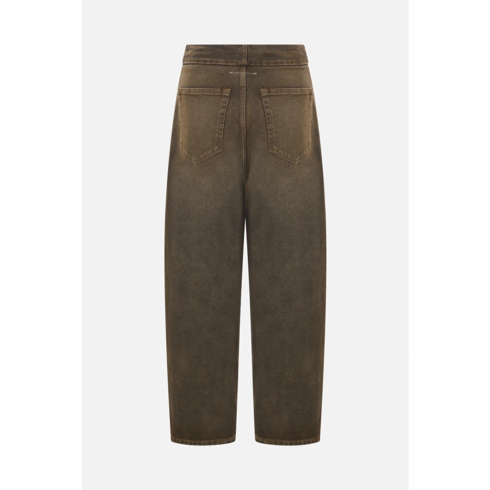 MM6 Maison Margiela Bruine Cropped Jeans met Witte Steek Brown Dames