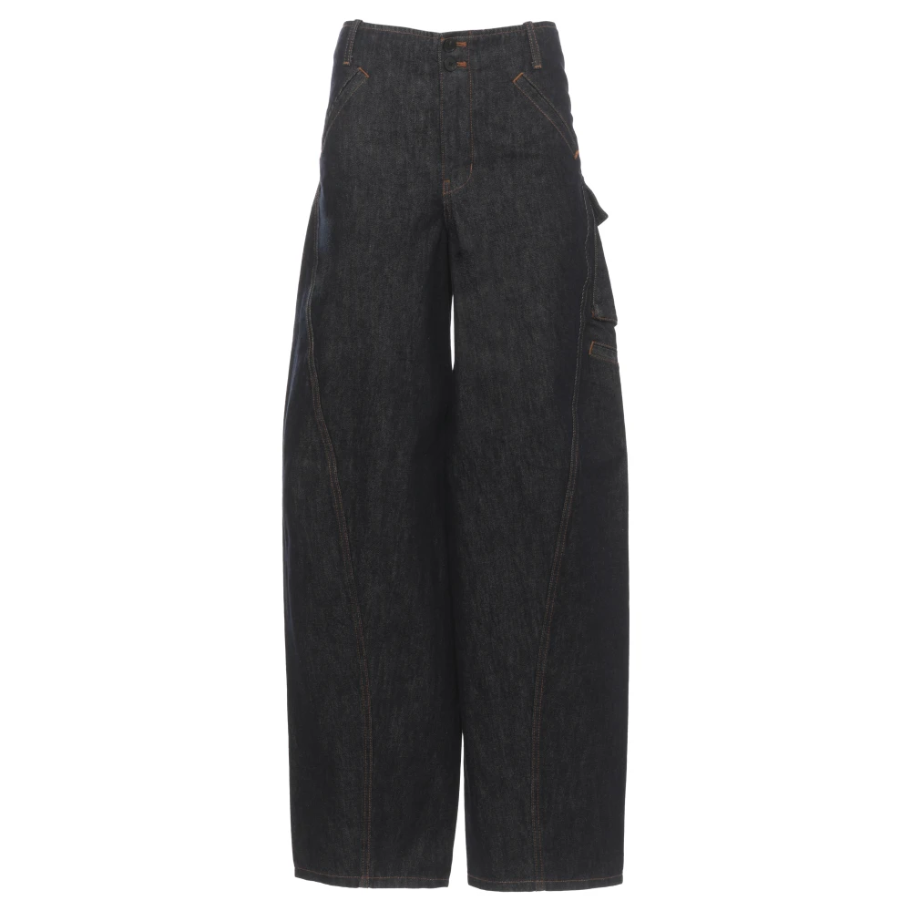 Self Portrait Blue Wide Jeans, Female, W27, Denim Cargo Jeans