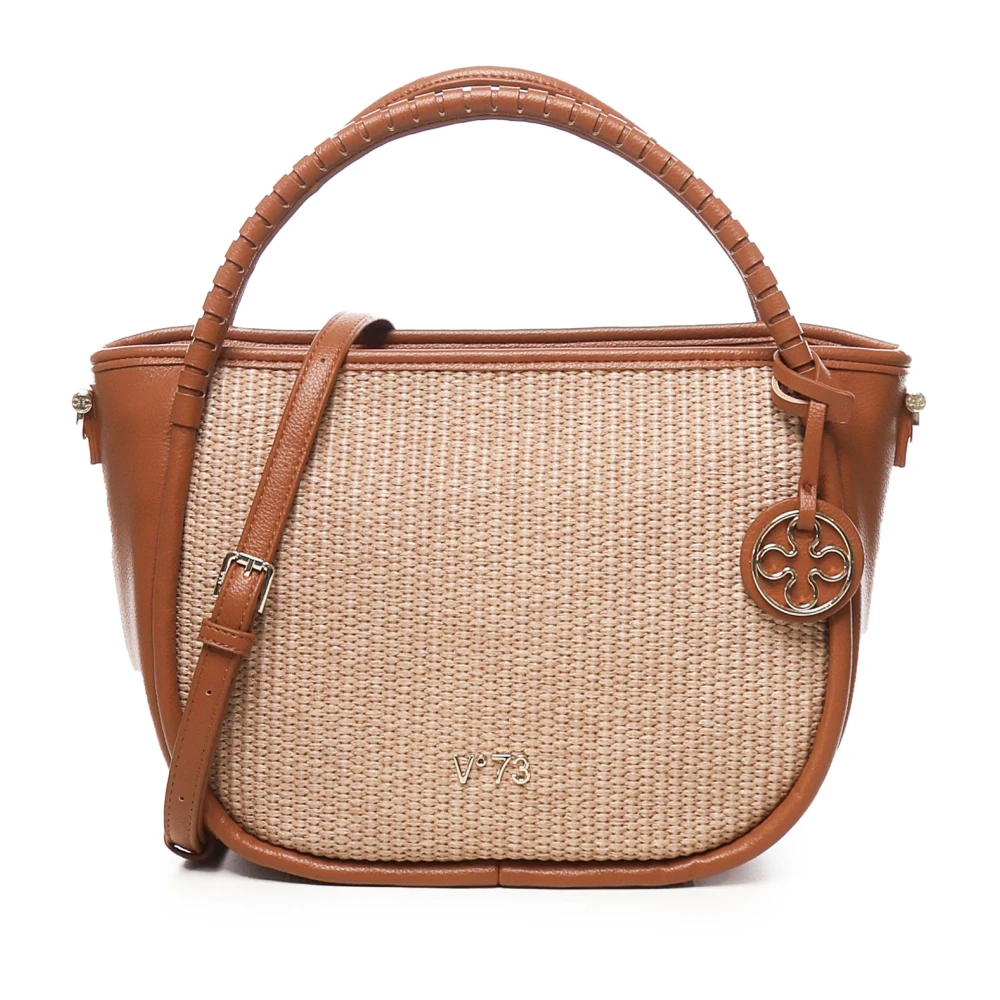 V73 Kastanje Rits Handtas met Logo Brown Dames