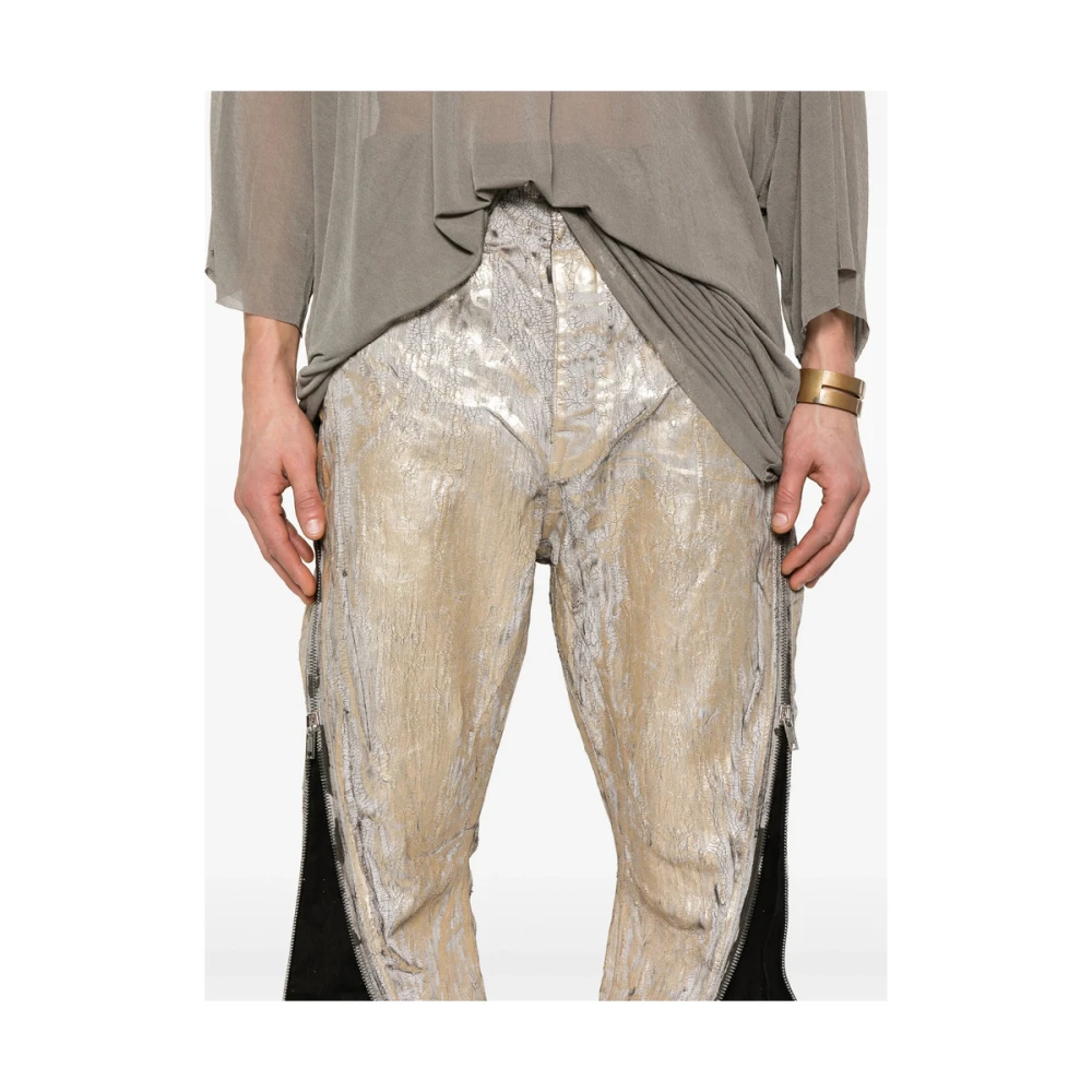 Rick Owens Goudkleurige knoopsluiting jeans met ritssluiting Yellow Heren