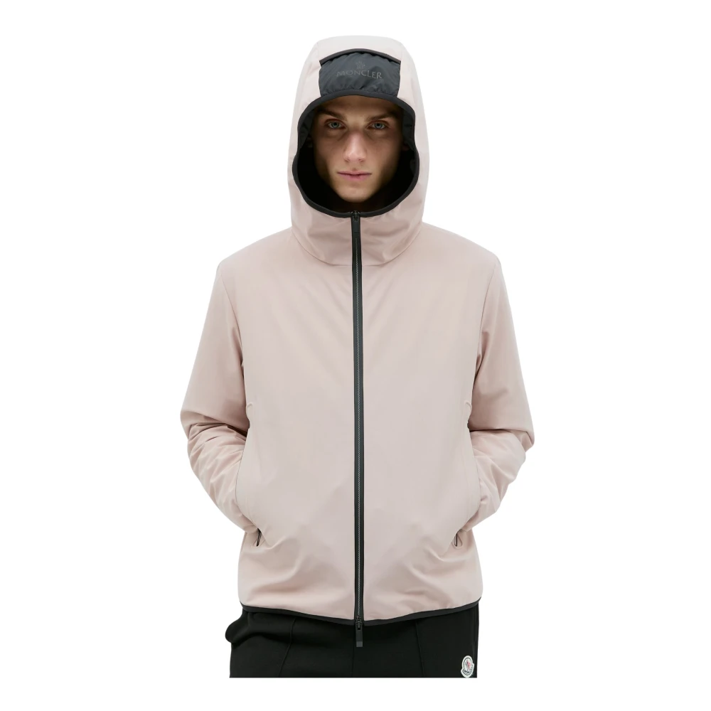 Moncler Men's Beige Logo Patch Hooded Jacket