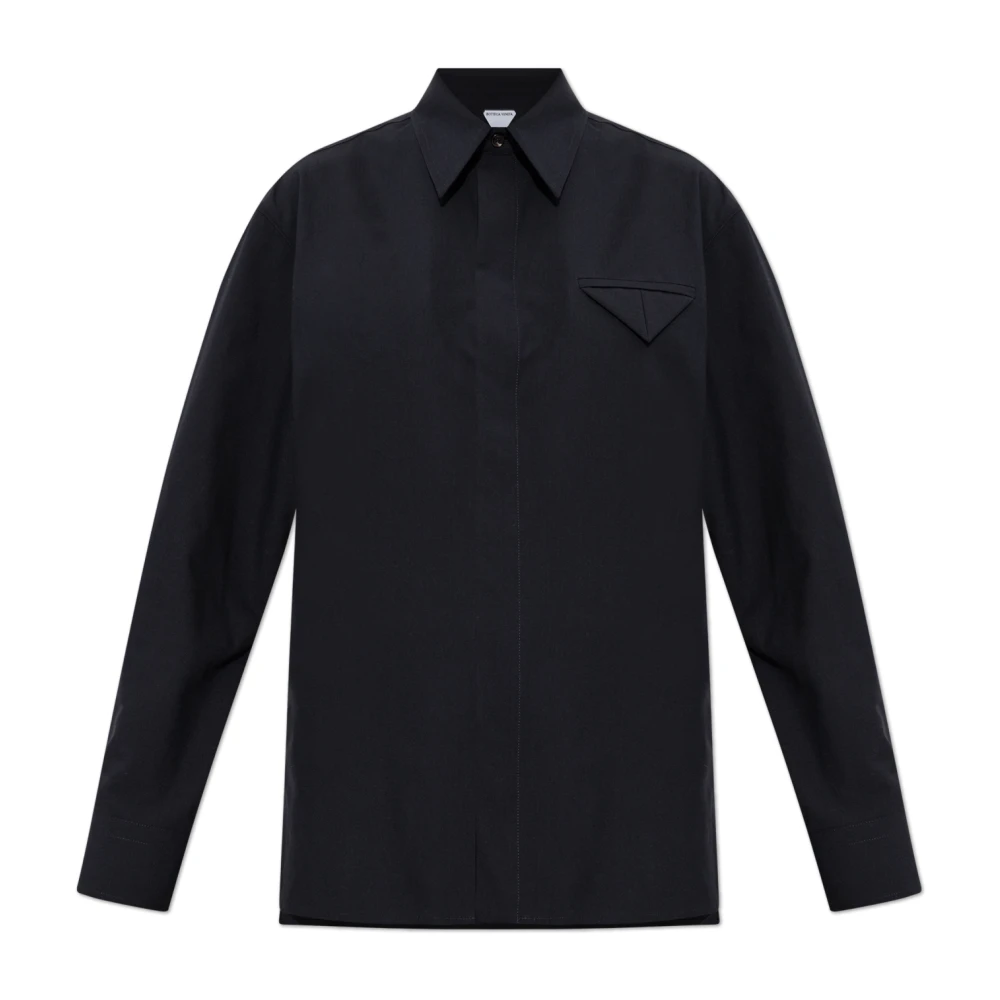 Bottega Veneta Wollen shirt met zak Black Dames