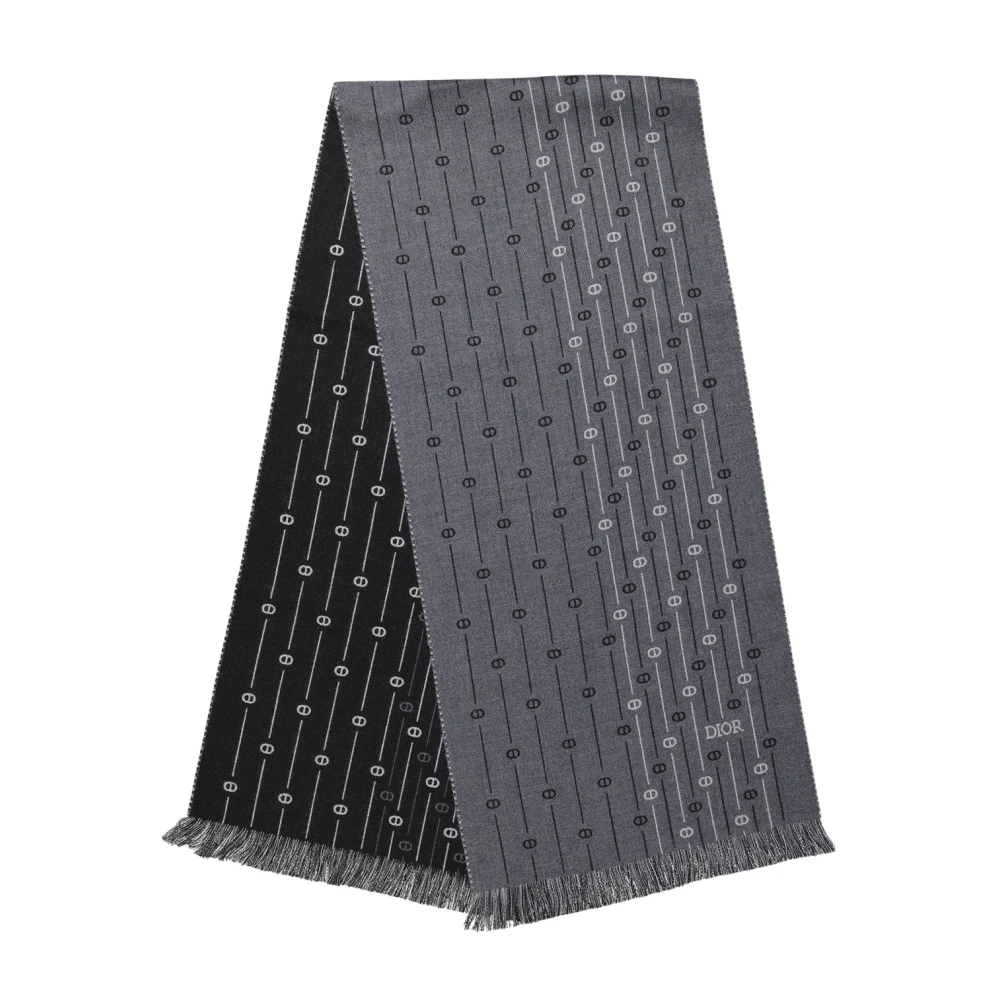 Dior Icoon Wollen Sjaal Franje Logo Gray Heren