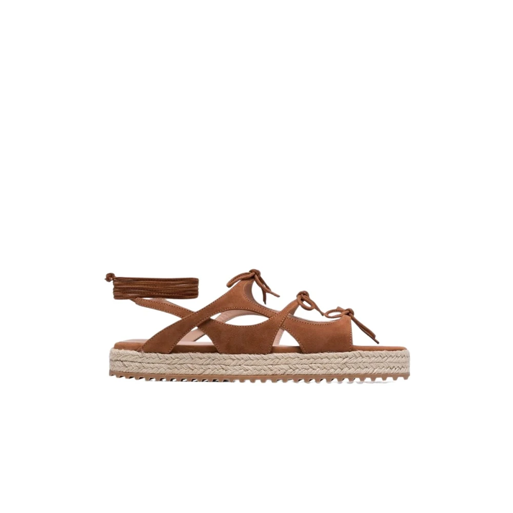 Scarosso Women's Brown Flat Sandals, 7 Uk, Sweet Lace Sandals